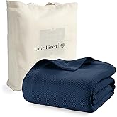 LANE LINEN 100% Cotton Blanket King Size 90"x108" – Cooling Blanket for Hot Sleepers, Soft Herringbone Design, Perfect for Summer or Winter,Versatile All-Season Comfort – Navy