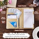 FIODAY Server Book Waitress Book with Zipper Pocket Leather Guest Check Holder view 3