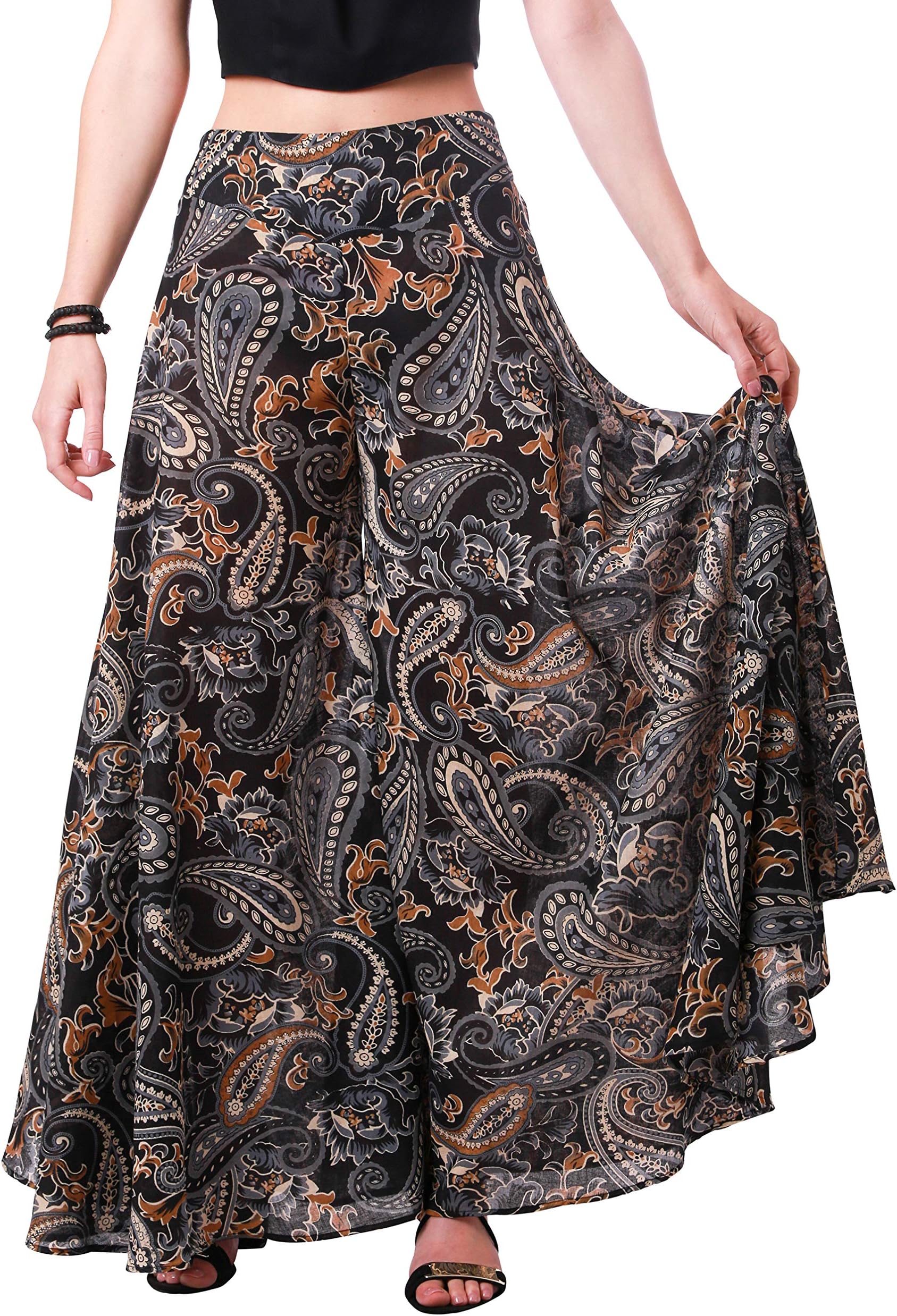 Tropic Bliss Colorful Wide-Leg Palazzo Pants for Women, Fair Trade, Boho Hippie Style Skirt Pant
