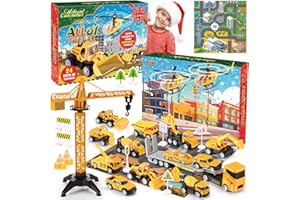 HCHILDHOOD 2024 Christmas Advent Calendar,Alloy Construction Engineering Vehicle Toys for 3-8 Year Old Boys Girls 24 Days Countdown Calendar Stocking Stuffer Christmas Countdown Gifts for 3-8 Year Old Boys Girls (Yellow)