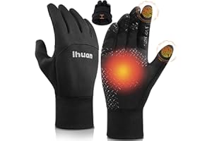 ihuan Winter Waterproof Gloves for Men Women Warm Running Cycling Snow Ski Gloves for Cold Weather, Thermal Windproof Material and Touch Screen Finger for Driving Snowboarding