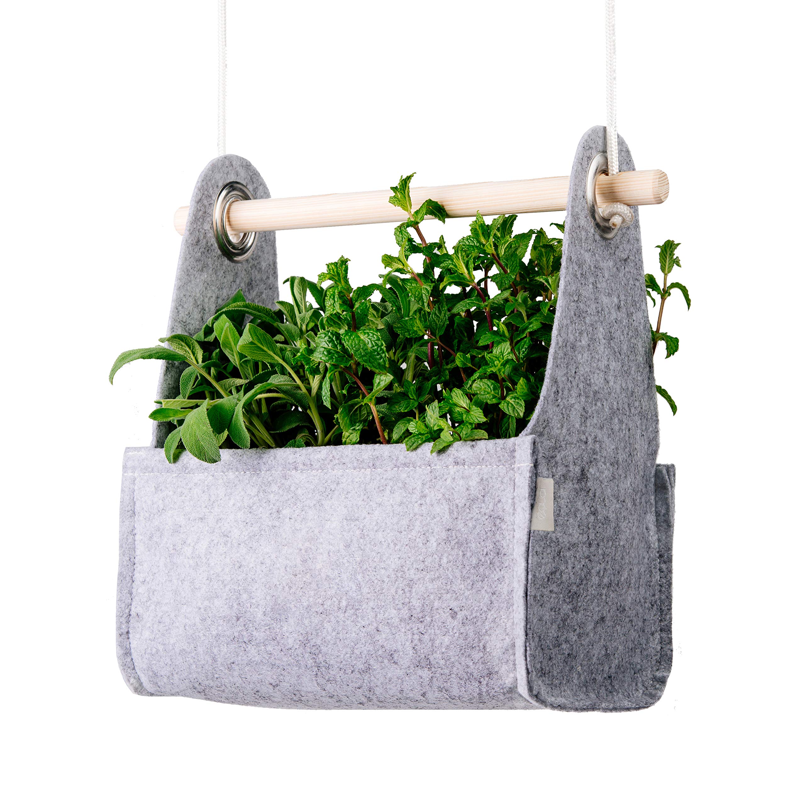 EQUA EH 04MS Swing, Sustainable Gardening Pots, Natural Materials (Felter and Wood), Grey, 27x17x14