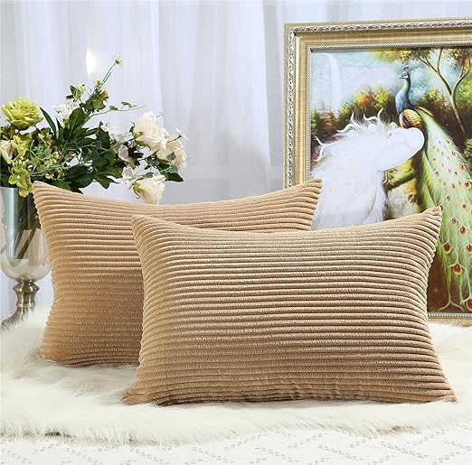 Amazon Com Miaote Corduroy Pillow Covers 12x20 Inches Pack Of 2