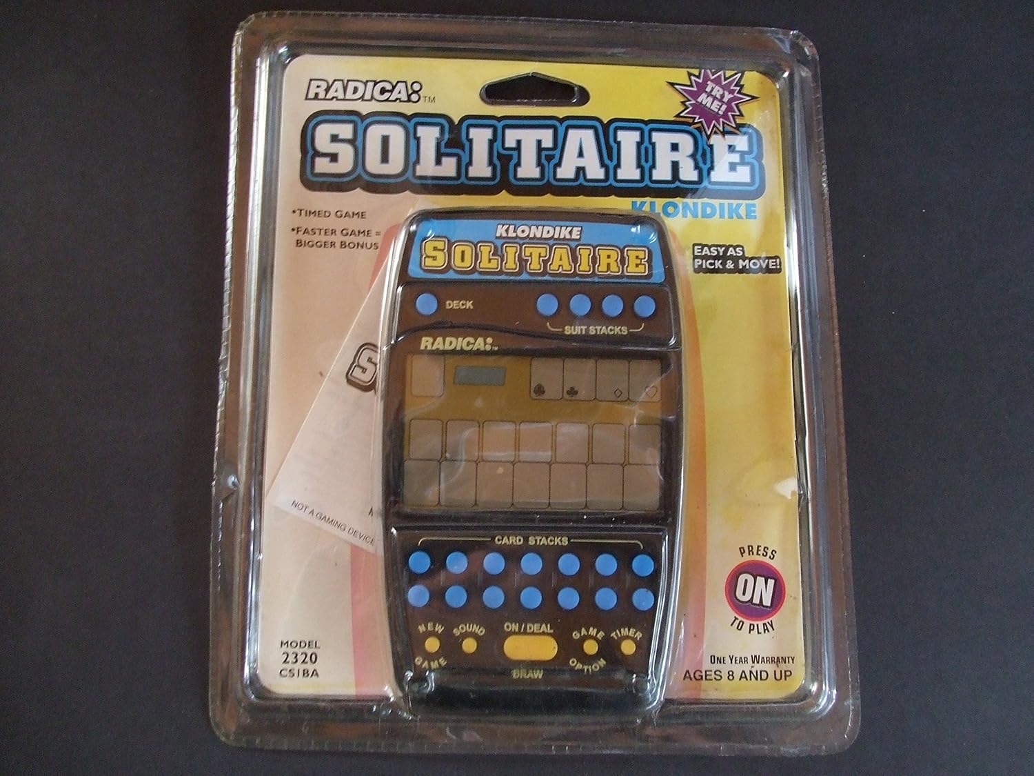 radica solitaire handheld game 2000