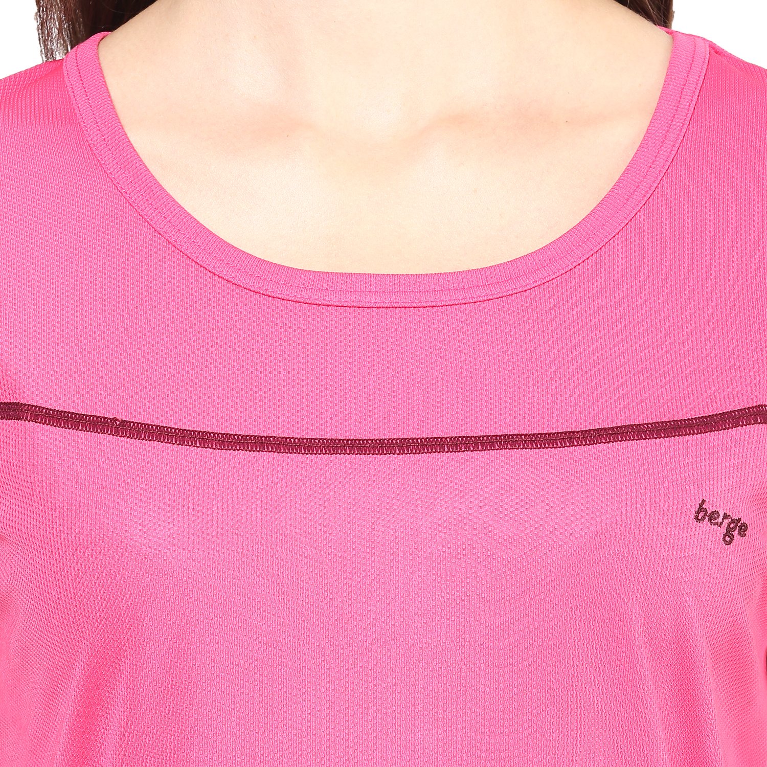 berge women's instadry round neck pink tee