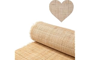 MINHKUST 16" Width Natural Square Rattan Cane Webbing Roll 4 Feet Length for Caning Projects | Pre-Woven Radio Mesh Cane Webbing Sheet for Furniture, Chair, Table, Ceiling (4 FEET)