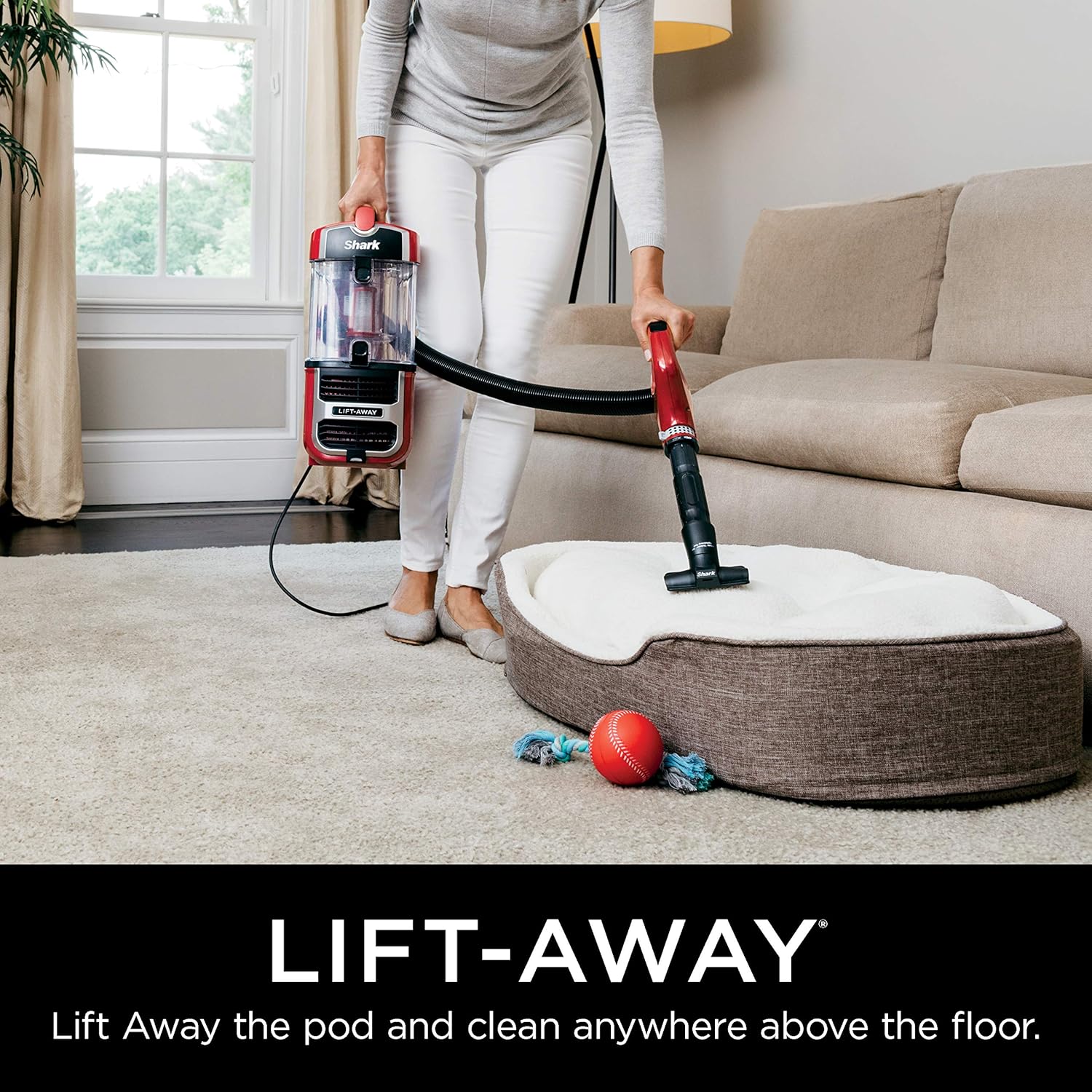 Shark Navigator Upright Vacuum with Lift-Away, Zero-M Anti-Hair Wrap Technology, Anti-Allergen + HEPA Filter and Swivel Steering (ZU561), Red Peony -