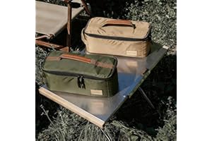 Camping Cooking Utensils Organizer Bag, Portable Waterproof Outdoor Travel Barbecue Flatware Cutlery Storage Pouch (Army Gree