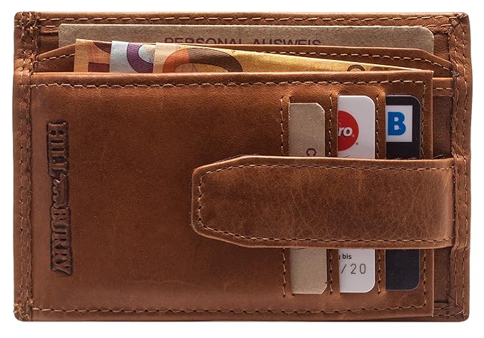 Hill Burry Echt-Leder Kredit-Kartenetui Geldbörse | Slim Portemonnaie - Brieftasche Portmonee Geldbeutel - Scheckkartenetui m