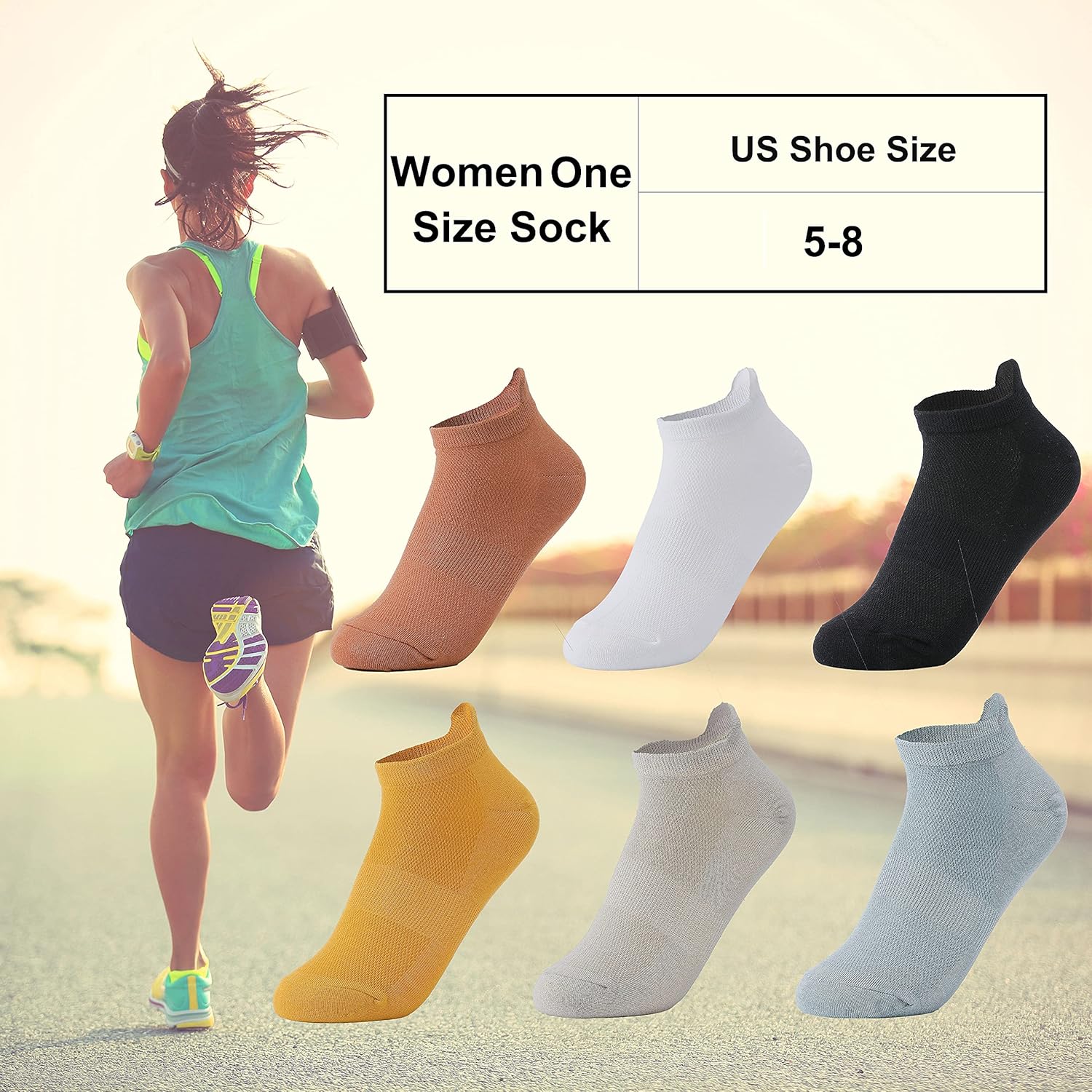 Socks for Women - 6 Pairs, Ankle Socks, Athletic Running Socks, Cushioned Breathable Socks, Low Cut Socks with Heel Tab, No Show Socks - Colorful at  Women’s Clothing store