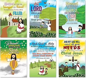 Christian God's Blessings Posters (12-Pack) - Inspirational Bible Verses Poster for Men Women Teens - A3 Size - Youth Ministry Sunday School Church Decor Home Decor