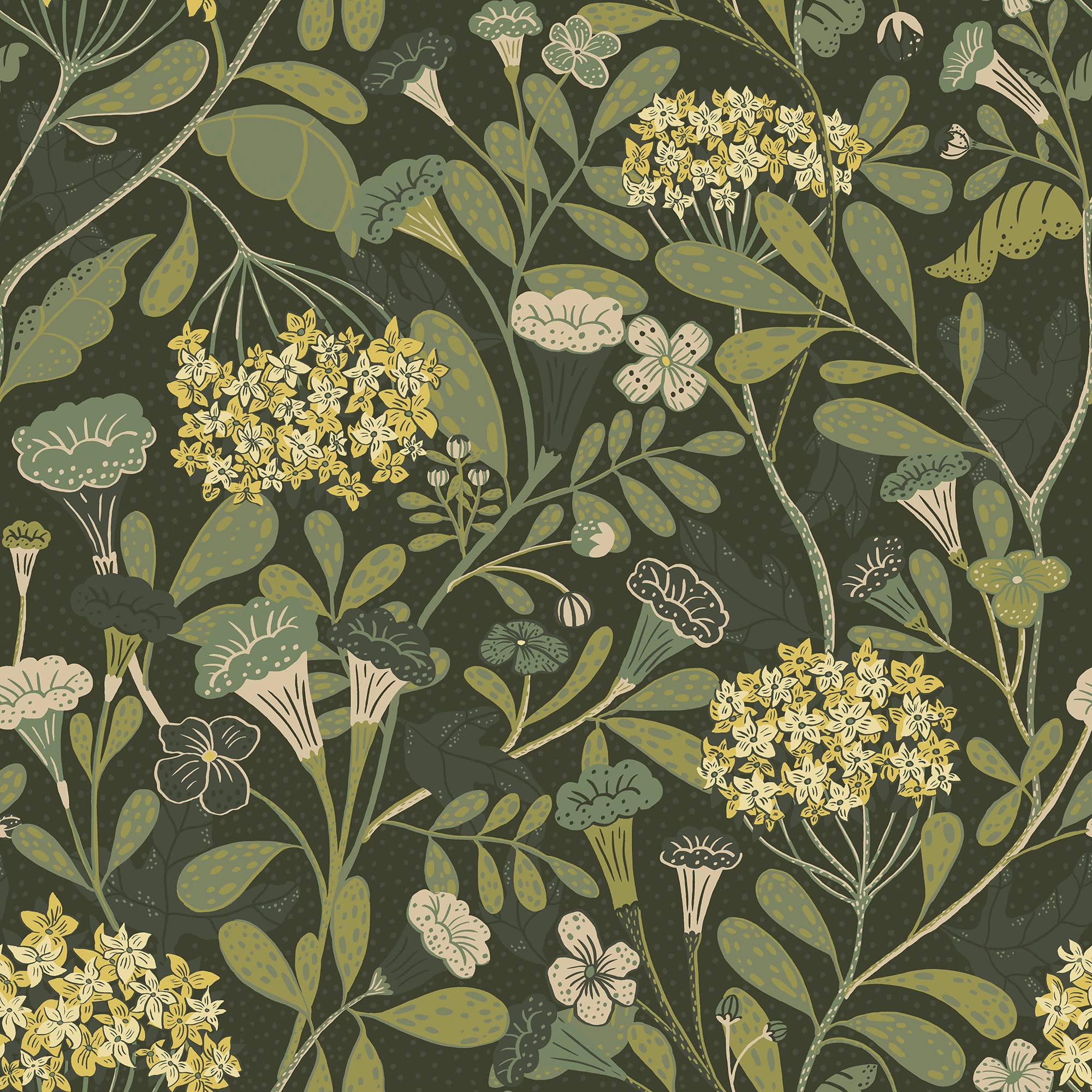 Galerie S55022 Sommarang Abstract Flora Wallpaper, Dark Green, 10.05m x 53cm