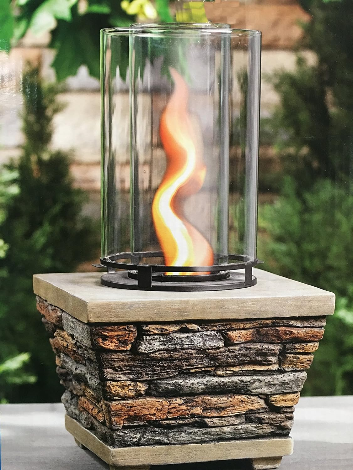 glass fire table on Amazon Com Table Top Gel Fuel Vortex Fire Column Flame Burner 18 In Outdoor Firepot Party Home Kitchen