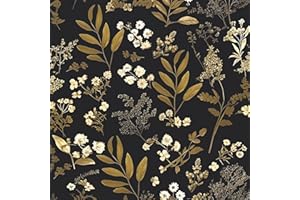 Laatse Leaf Wallpaper Peel and Stick Dark Floral Wallpaper 17.5in x 118in Vintage Leaf Contact Paper Vinyl Waterproof Self Adhesive Boho Botanical Wall Paper for Bedroom Cabinet Décor