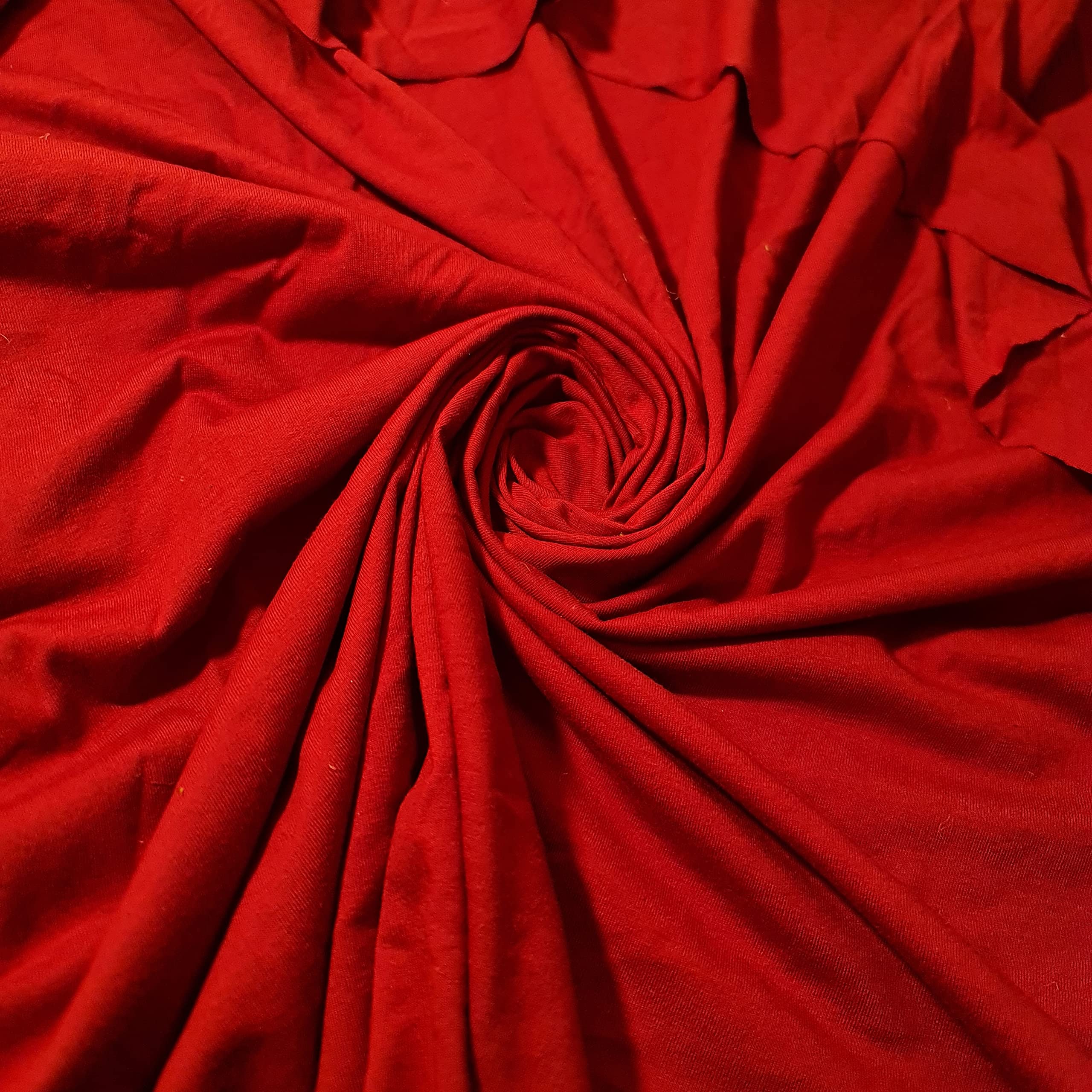 Soft Printed Cotton Jersey Stretch Knit Fabric – Ideal for T-Shirts, Babywear, Dressmaking & Crafts | 58" (150cm) Wide | Sold Per Meter (Pre-Cut) (Deep Red)