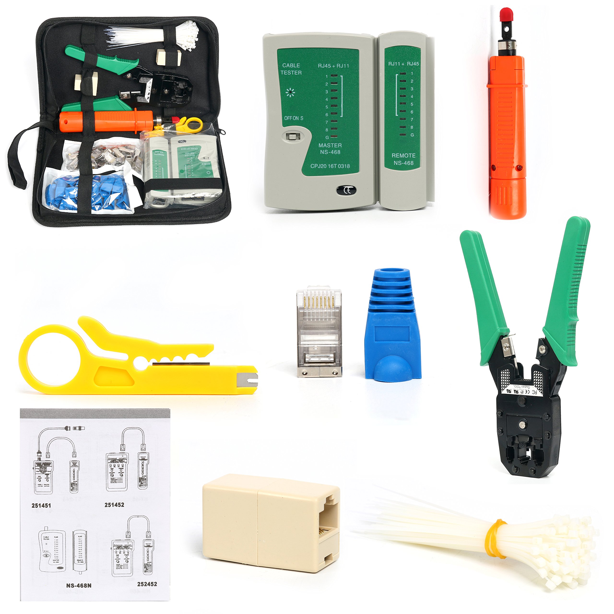 Yaetek Portable Network Tool Cable Tester LAN Kit RJ45 Crimper