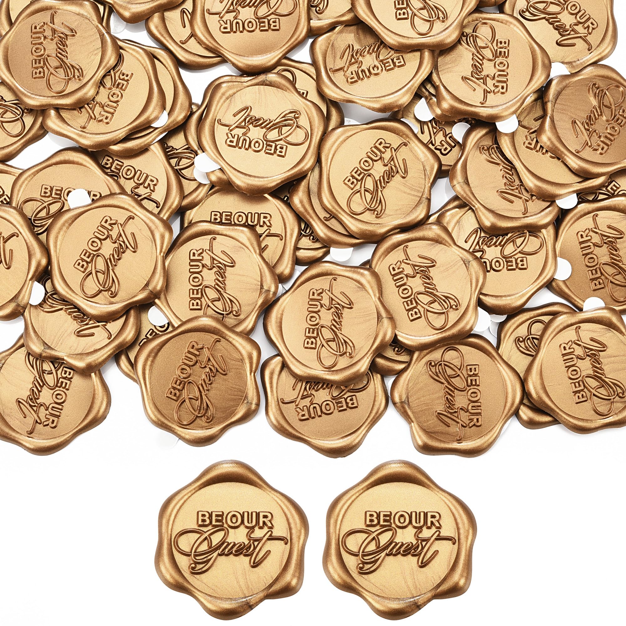 Photo 1 of Yoption Be Our Guest Wax Seal Stickers, 100 Pack Envelope Seals, Self Adhesive Antique Gold for Wedding Invitations, Party, Christmas, Gift Wrapping