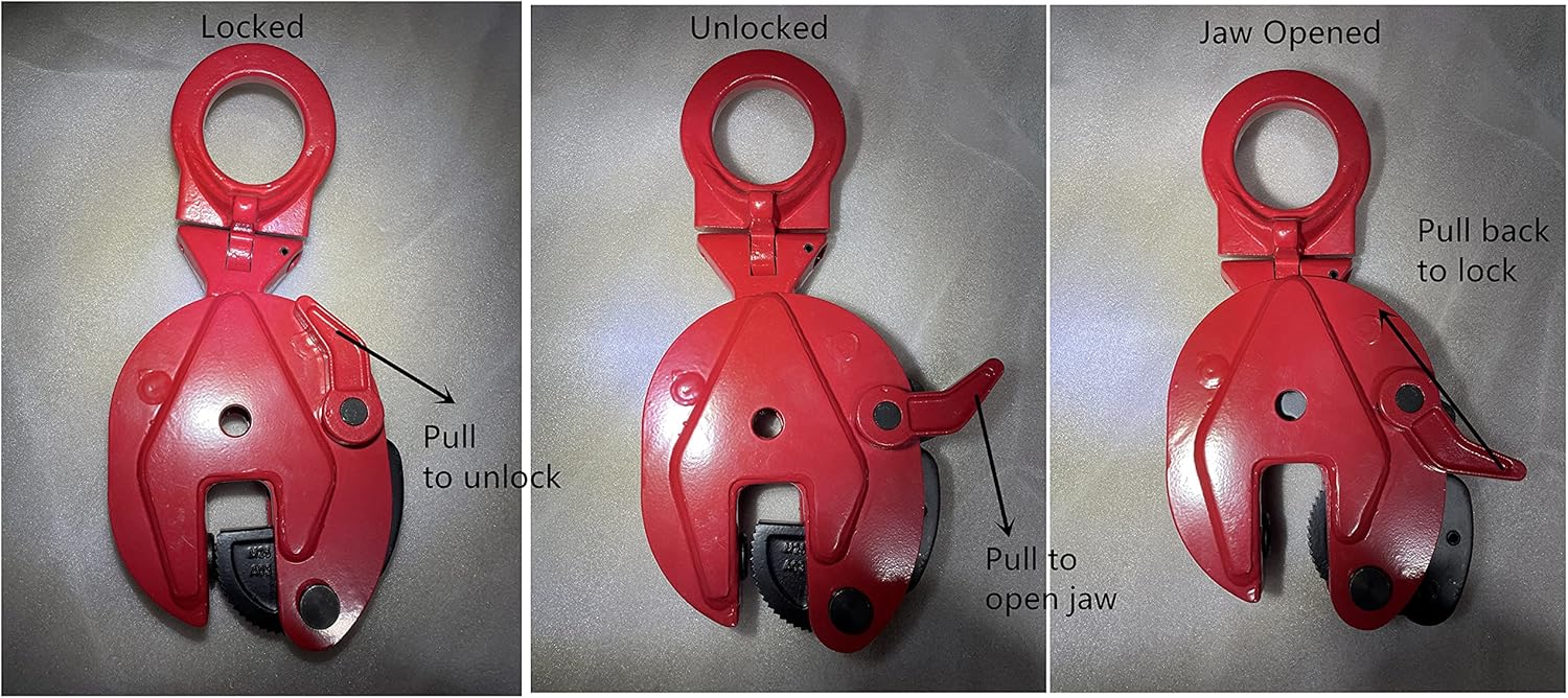 Pake Handling Tools Universal Vertical Plate Clamp - Heavy Duty Durable Lifting Clamp 4400 lb (2 Ton) Working Load Limit (WLL): Home Improvement