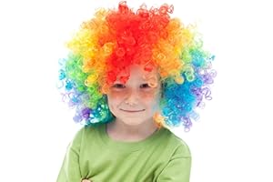 Skeleteen Colorful Clown Costume Wig - Multicolored Afro Clown Wig Costume Accessories for Kids and Adults