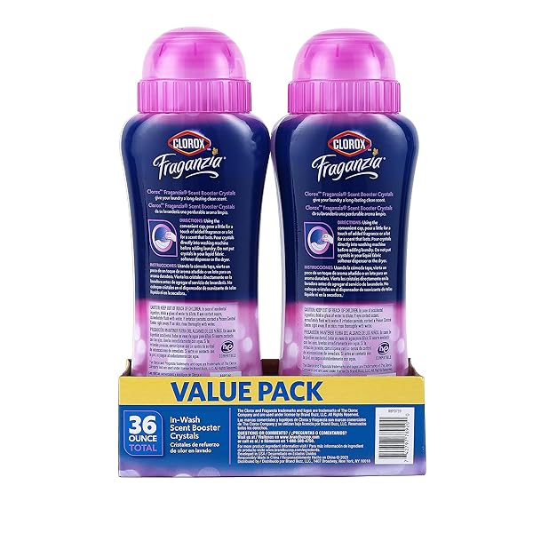 CLOROX FRAGANZIA LAUNDRY SCENT BOOSTER CRYSTALS IN SPRING SCENT – SCENTED IN-WASH FRESHENER BEADS FOR FRESH, CLEAN, GREAT SMELLING CLOTHES AND LINENS, 18 OZ – 2 PACK