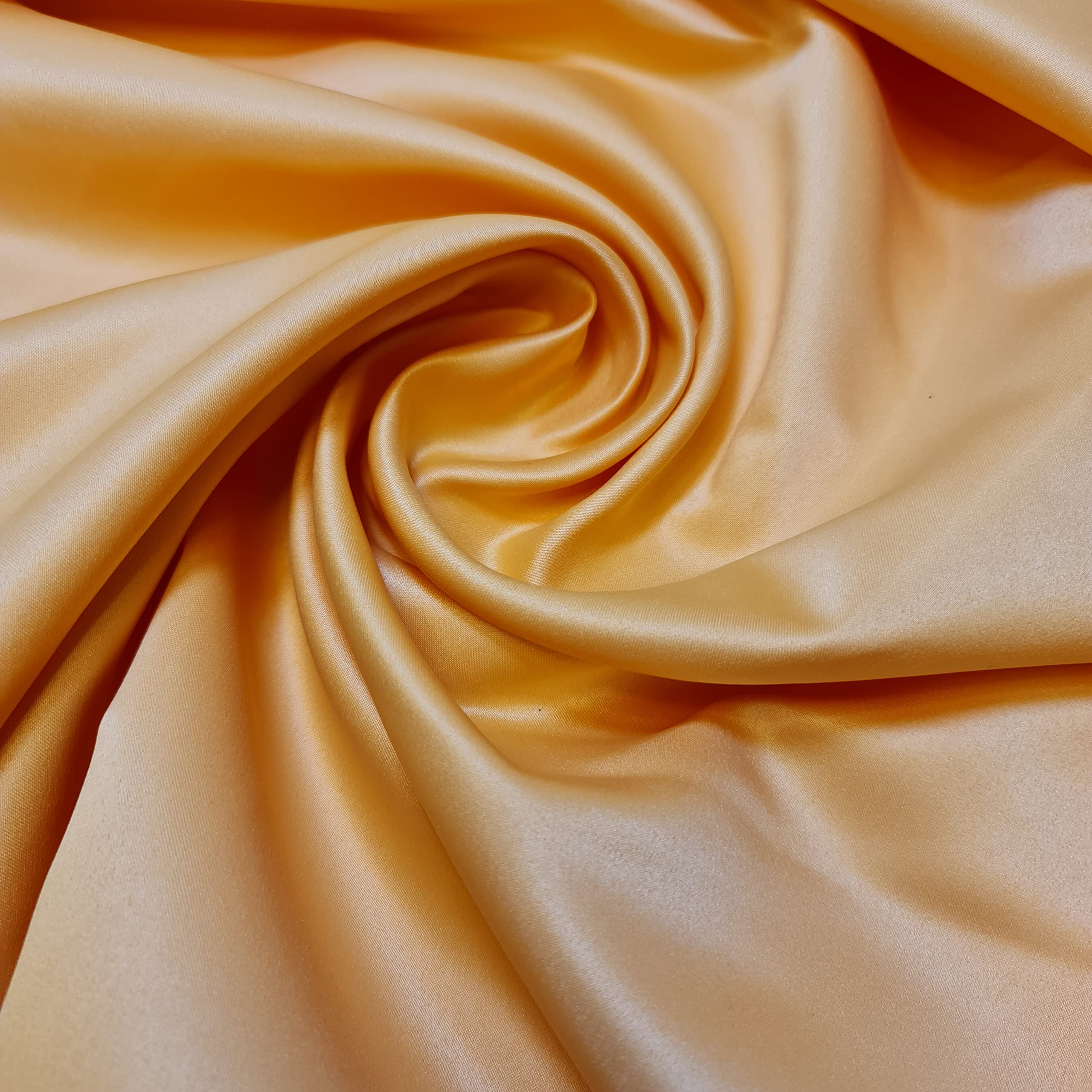 Premium Dull Duchess Bridal Satin Fabric Bridal Dress Prom Material Crepe Back (Gold, 1 Meter)