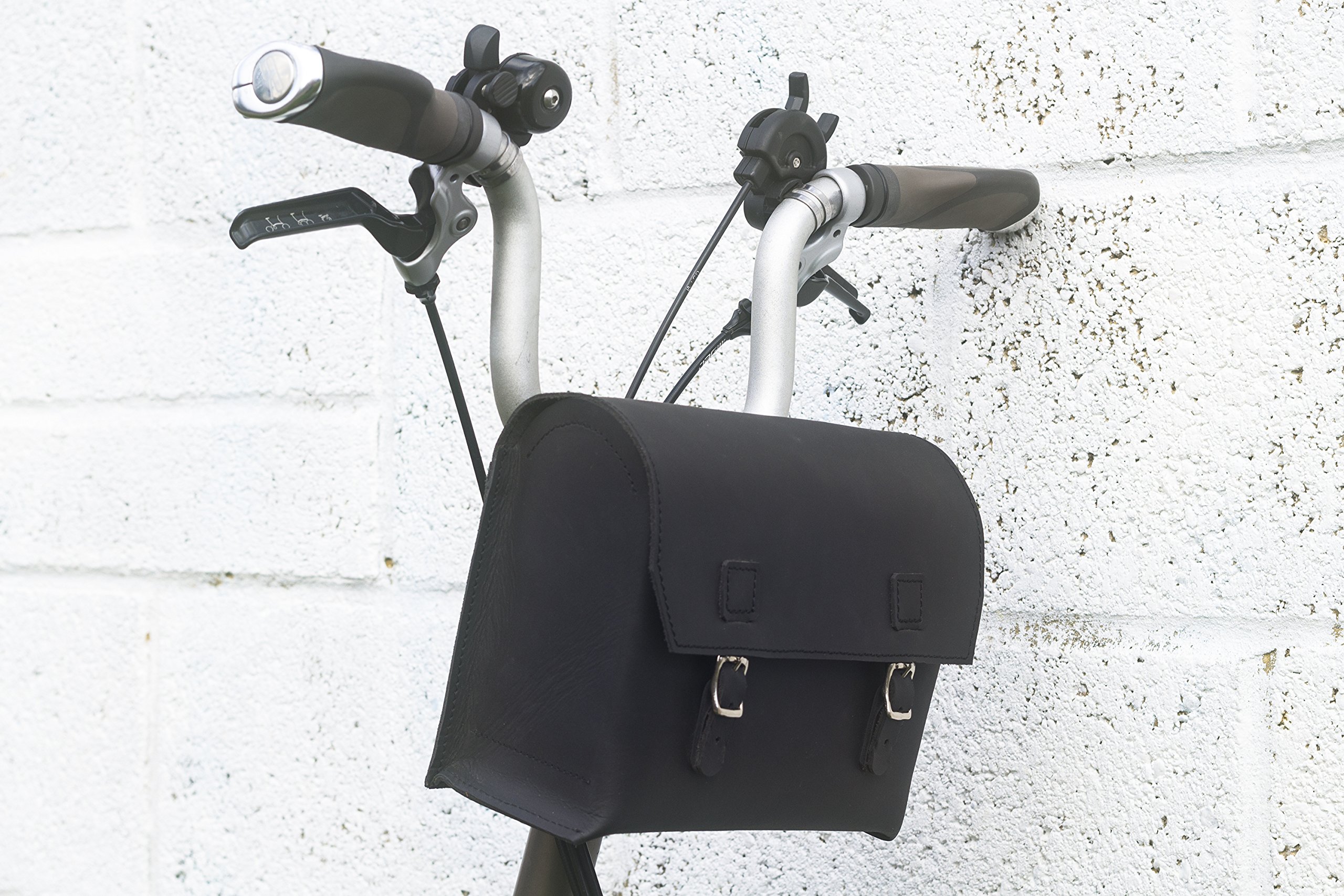 London Craftwork XXL Large Bicycle Bag Genuine Leather Saddle/Handlebar for Brompton 23 x 19.5 x 11cm XXL-BL