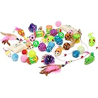 Friends Forever Kitten Toys Variety Pack, Cute Kitty Toys for Cats 20 Pieces - Cat Toys Set Including Cat Fishing Pole, Catnip Pillow & Lot More