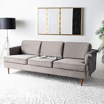 Amazon Com Safavieh Couture Bunny Dark Grey Velvet Wooden Legs