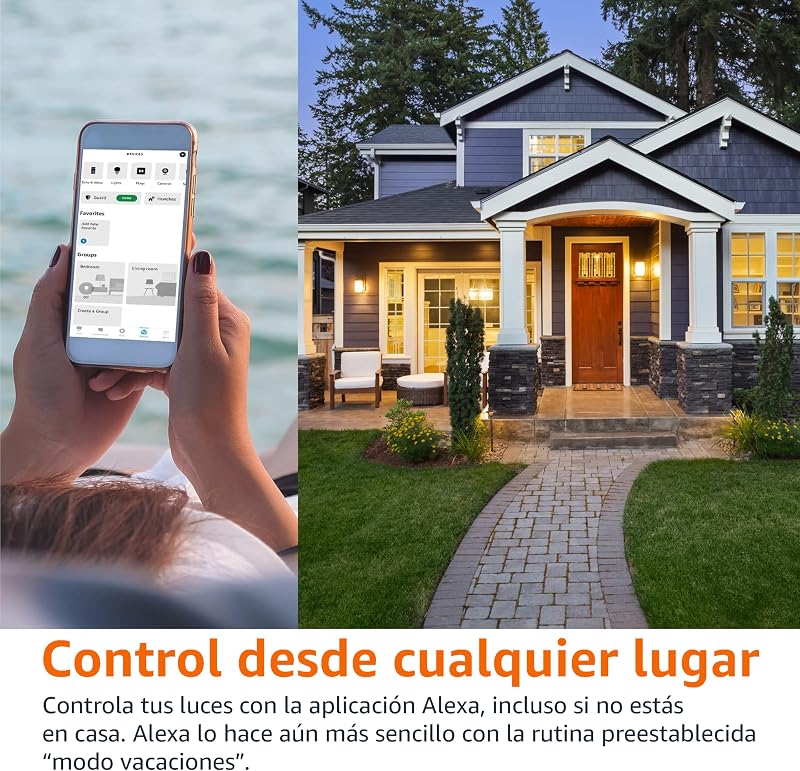 Lâmpada LED inteligente regulável, soquete E27, branco suave, 8W (equivalente a 60W), funciona apenas com Alexa, pack de 2