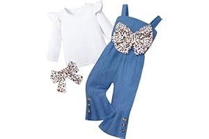 MIGU Toddler Girl Clothes Ruffled Long-sleeved Top Bell Pants Jumpsuit Headband Girls Fall Winter Outfit 3Pcs Set