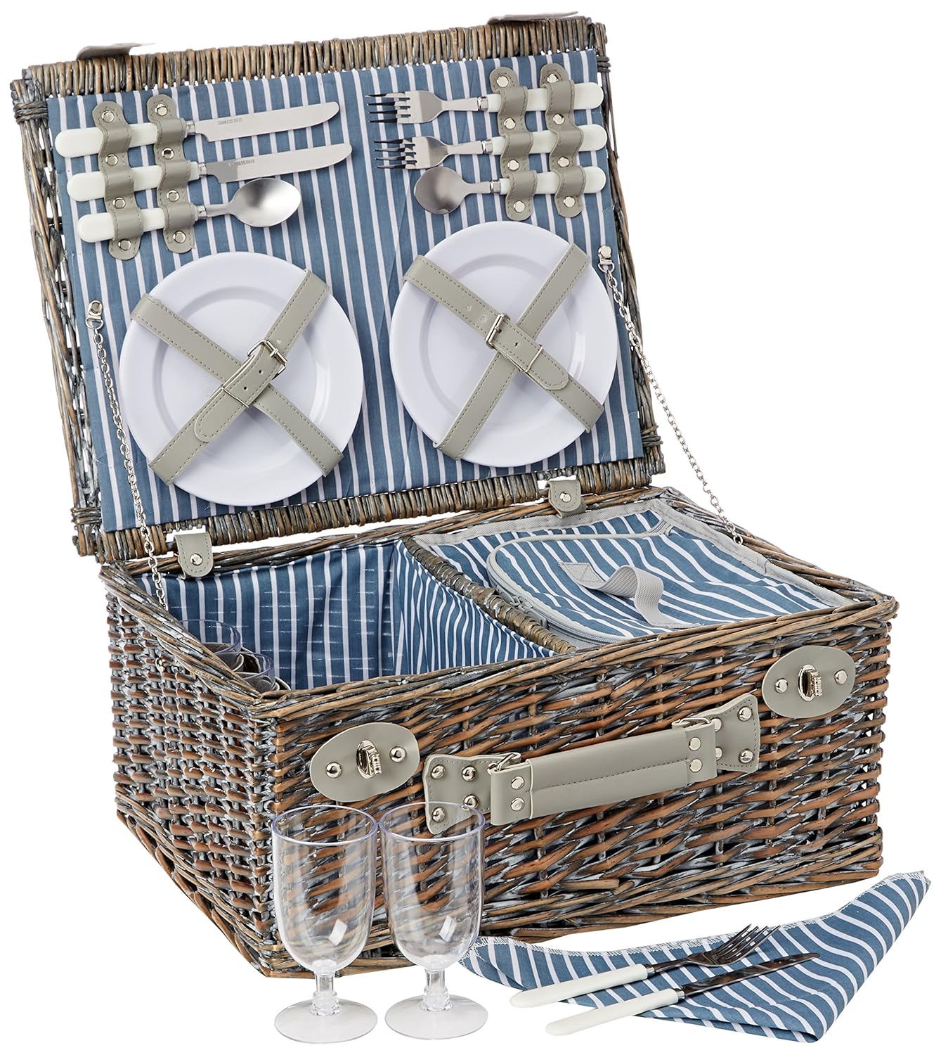 Barbecue e picnic YELLOWSTONE 4 PERSON WICKER PICNIC BASKET WITH COOLER