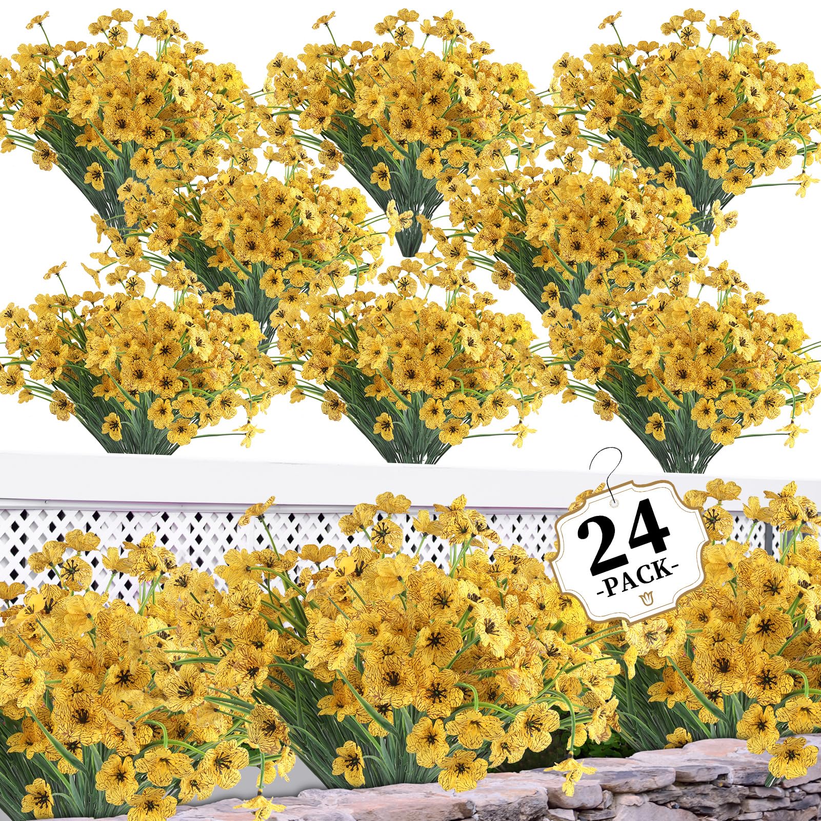 ColoPlay 24 Yellow Bundles Artificial Flowers for