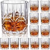 Singhoow 12 Sets Plastic Whiskey Glasses 14 oz Unbreakable Whiskey Drinking Glasses Old Fashioned Cocktail Cups Plastic Water Tumblers Clear Wine Cup Shatterproof Short Tumbler for Indoor Outdoor