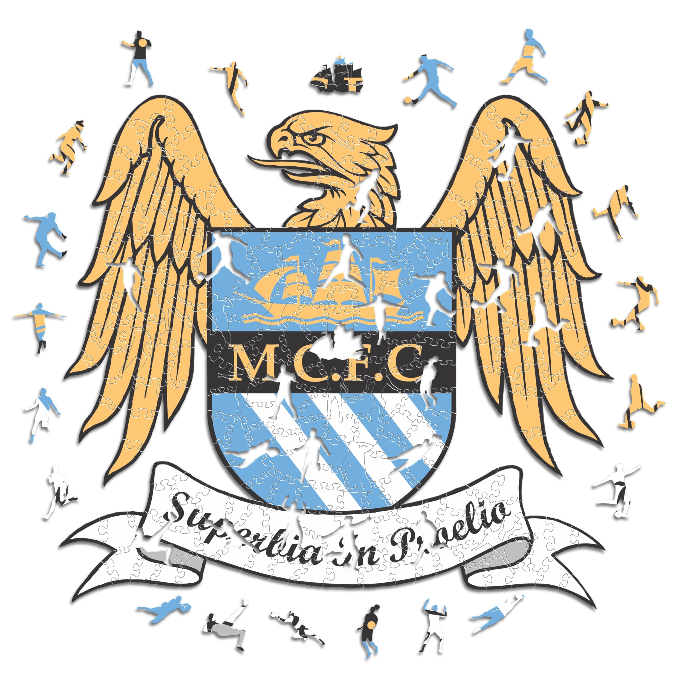 Iconic Puzzles - Manchester City Retro-Logo, 100% eco-sustainable wooden puzzle with official license size S, 150 pieces — image 1
