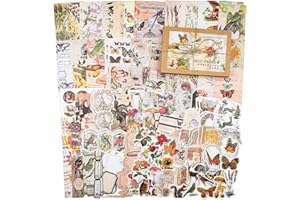 Knaid 200 Pieces Vintage Ephemera Pack Decoupage Paper Junk Journal Kit Scrapbook Planner Sticker Supplies for Art Journaling Bullet Journals Collage Craft Notebooks Album Crafter Gifts (Forest)