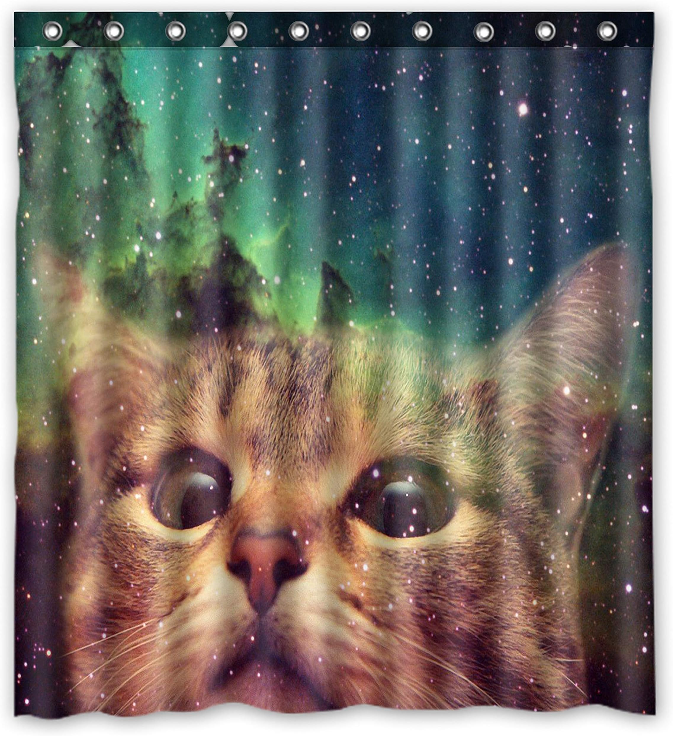 KXMDXA Star Galaxy Outer Space Cool Cat Bathroom Polyester Shower Curtain 60x72 Inch