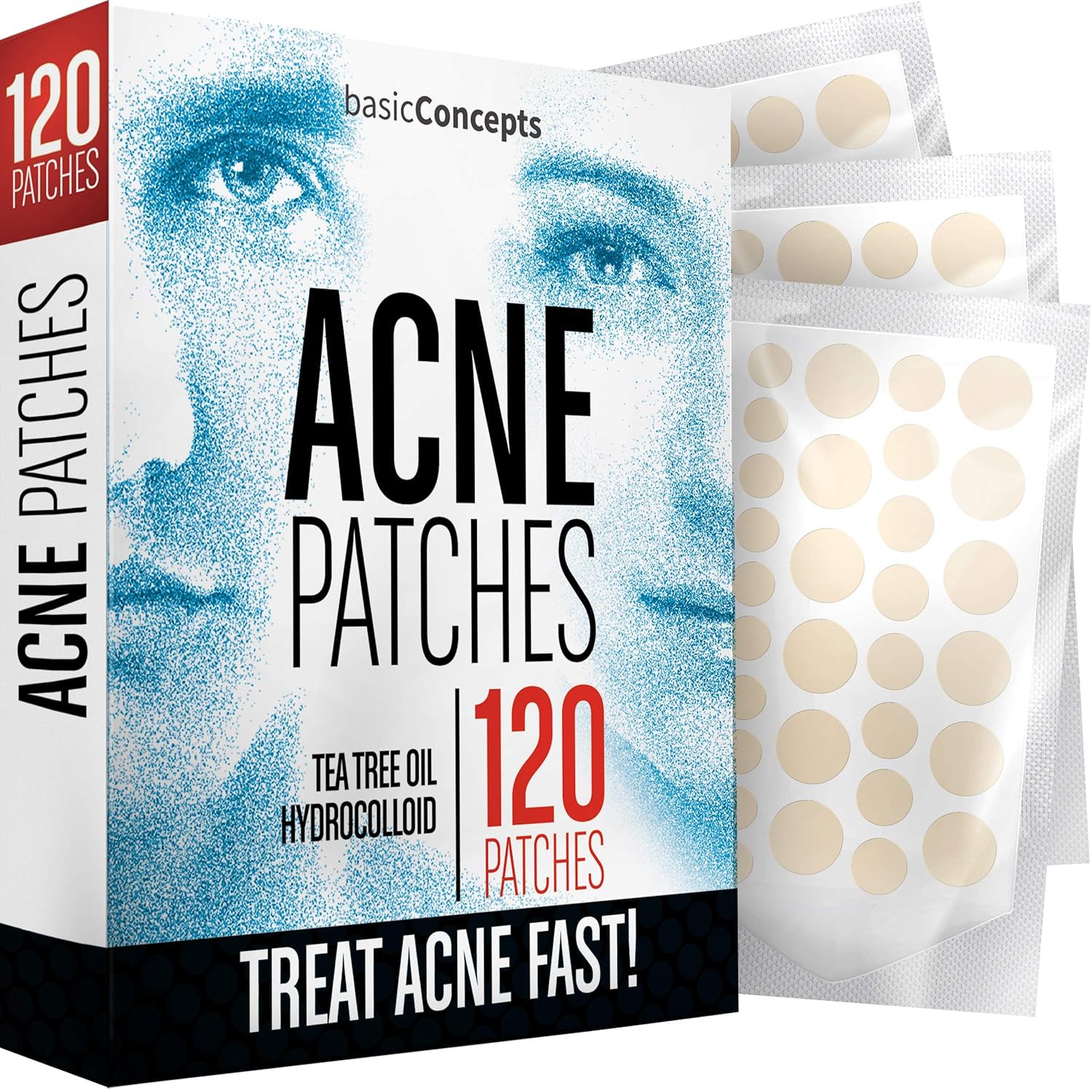 Acne Patches (120 Pack), Tea Tree Oil and Hydrocolloid Pimple Patches for Face, Zit Patch (3 Sizes), Blemish Patches, Acne Dots, Pimple Stickers, 100% All Natural Acne Patch and Pimple Patch: Beauty