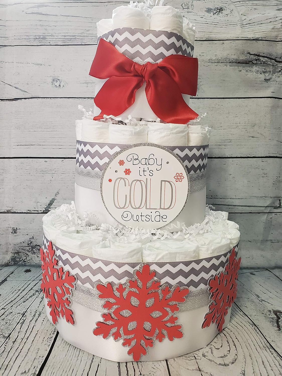 snowflake diaper cake