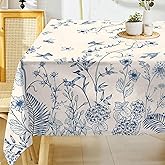 Hexagram Floral Tablecloth 60x84 Inches Rectangle Spring Flower Table Cloth Stain Resistance Restaurant, Picnic, Indoor Outdoor Decoration Dining