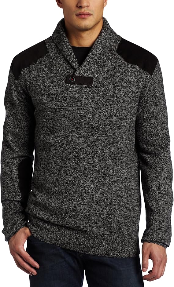 Marc Ecko Cut & Sew Men's Avalanch Pullover Shawl Neck Sweater, Black
