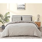 DREAMSUNSET Jersey Knit Duvet Cover Set, Full Queen Size, 100% Cotton, Super Soft Like T-Shirt, Zipper Closure, Beige Brown, (1 Comforter Cover + 2 Pillow case)