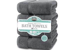 Utopia Towels 4 Pack Premium Bath Towels Set, 27 by 54 Inches, 100% Ring Spun Cotton 600GSM, Lightweight and Highly Absorbent Quick Drying Towels, Perfect for Daily Use, Grey