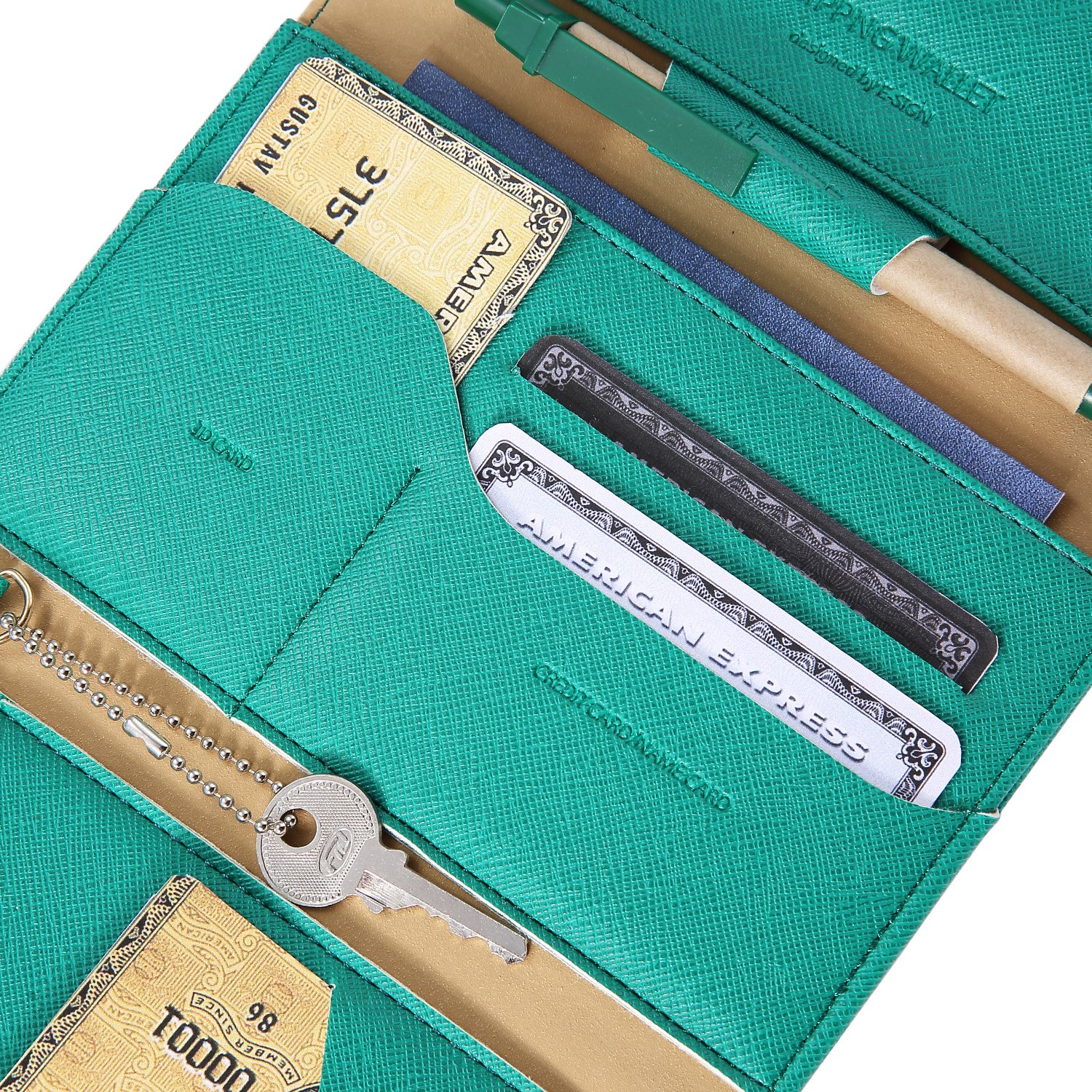 IVESIGN Travel Passport Wallet Trifold Envelope Document Organizer Holder (Green)