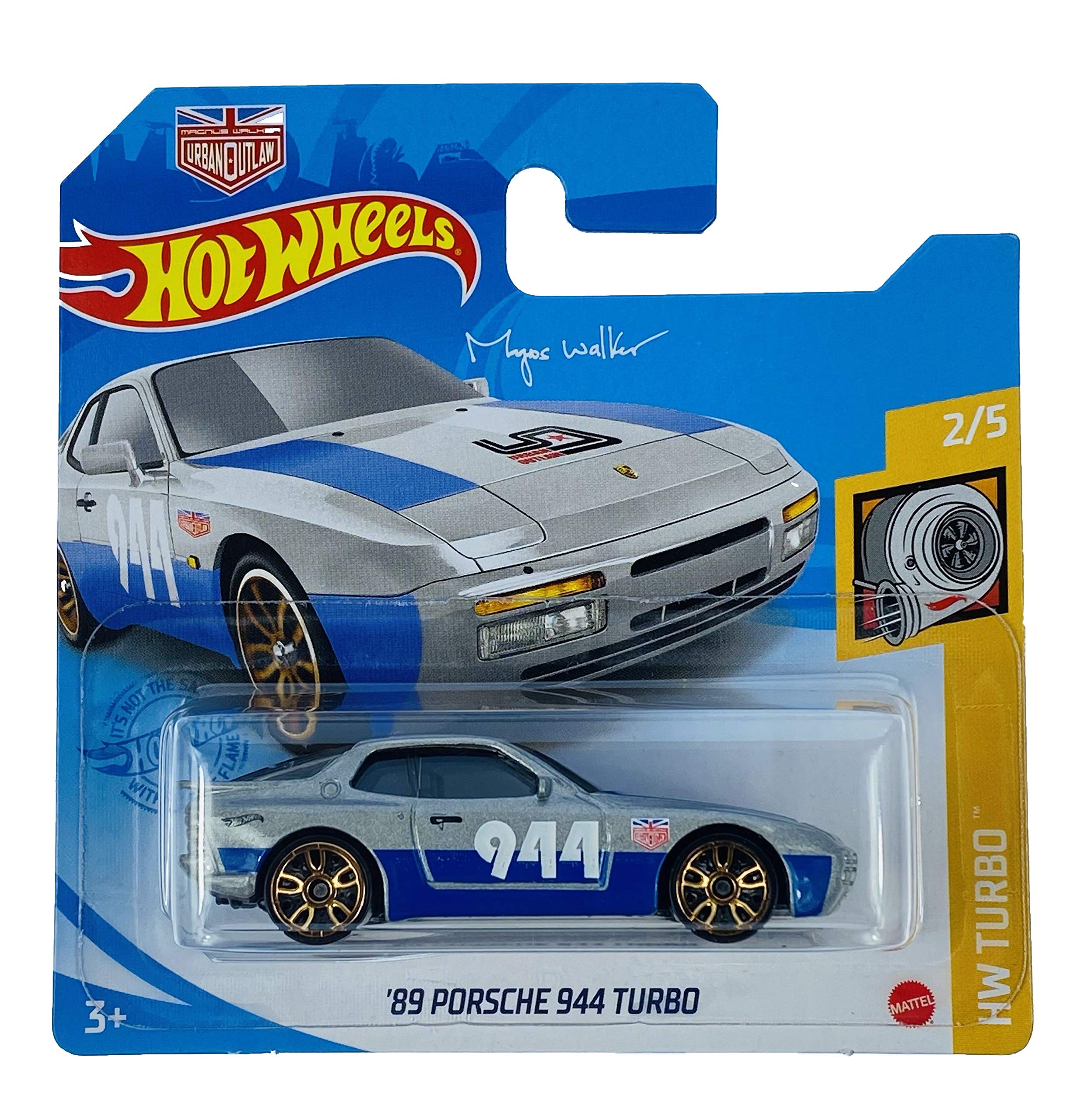 Hot Wheels Toy Vehicle 1:64 Scale '89 Porsche 944 Turbo (Blue, Silver) for Kids 2021 - 45/250 (Short Card) GRY56