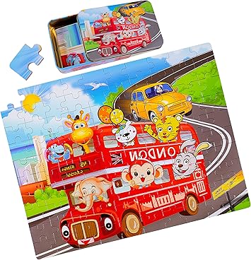Rompecabezas de Madera para niños, Rompecabezas de vehículos Que aprenden Juguetes educativos Montessori con Caja de Metal, 3 4 5 6 años niños y niñas [100 Piezas]: Amazon.es: Juguetes y juegos