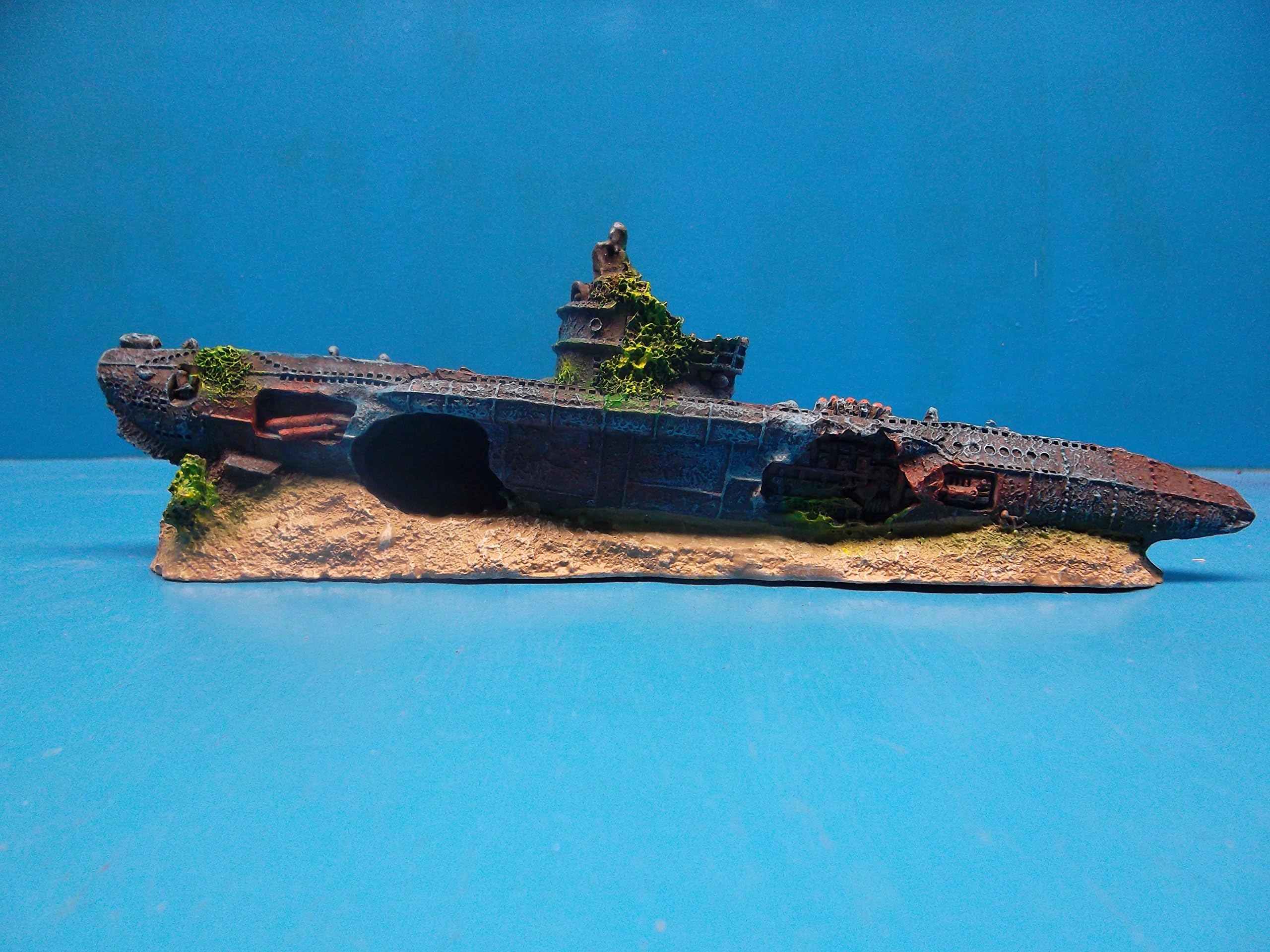 FantaSea Aquarium Submarine Wreck Ruins ON Rocks WS035