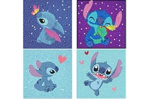 pvoodire 4 Pack Diamond Art Kits for Kids-Stitch Diamond Painting Kits for Kids, Diamond Art for Kids, Childern Beginners 6x6inch