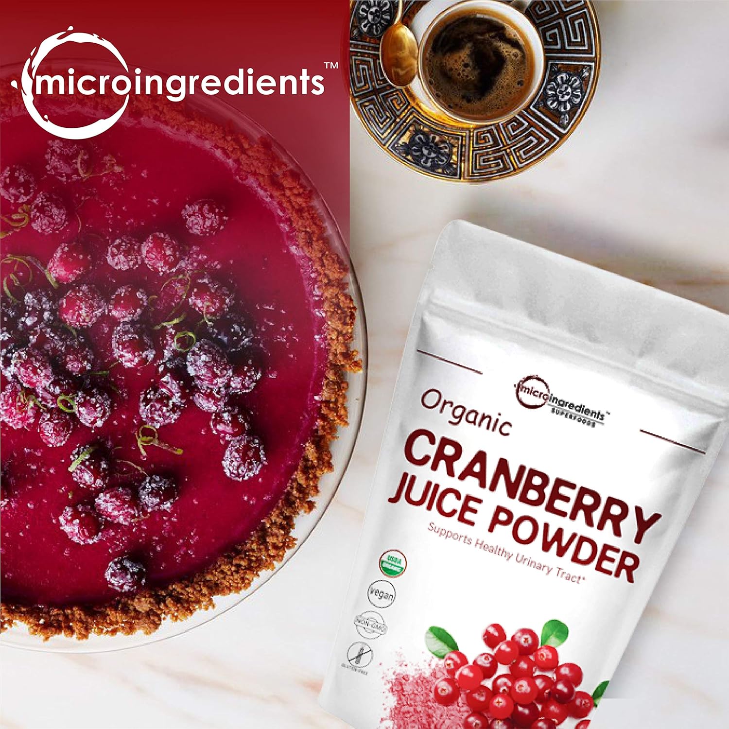 Sustainably US Grown, Organic Cranberry Juice Powder, 8 Ounce, Enhance