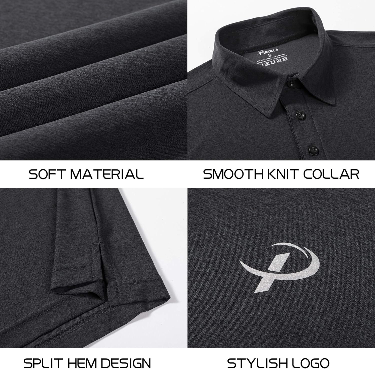 Pudolla Men's Dry Fit Golf Polo Shirts Athletic Short Sleeve Casual Polo Shirts for Men: Clothing