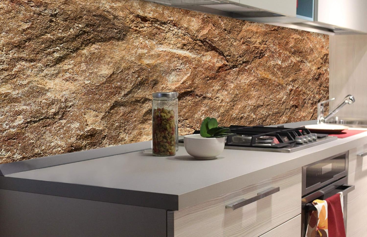 DIMEX LINE Peel and Stick Kitchen Backsplash Sticker Marble, Braun, 180 x 60 cm